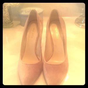 Rose color velvet high heels